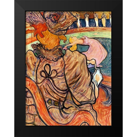 At the Nouveau Cirque the Dancer and Five Stuffed Shirts Black Modern Wood Framed Art Print by Toulouse-Lautrec, Henri de