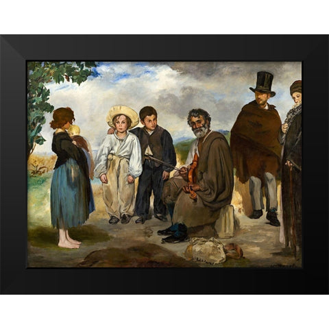 The Old Musician Black Modern Wood Framed Art Print by Manet, Edouard