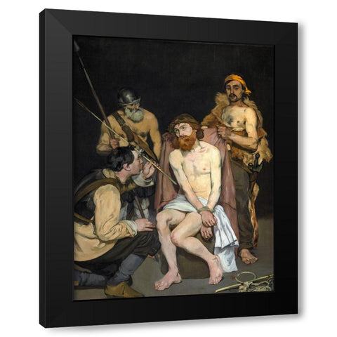 Jesus Mocked by the Soldiers Black Modern Wood Framed Art Print by Manet, Edouard