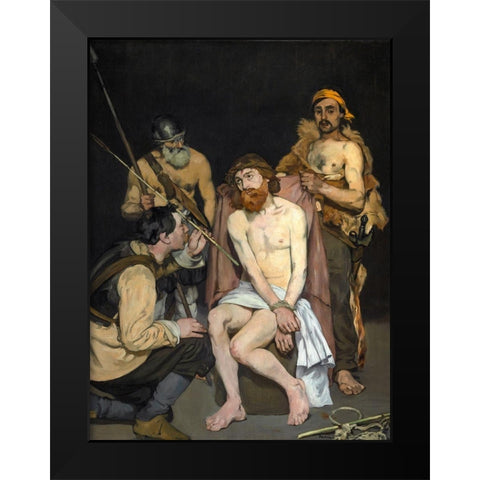 Jesus Mocked by the Soldiers Black Modern Wood Framed Art Print by Manet, Edouard