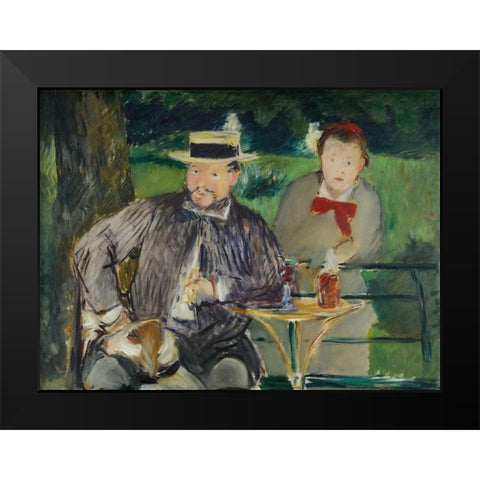 Portrait d Ernest Hosched et sa fille Marthe Black Modern Wood Framed Art Print by Manet, Edouard