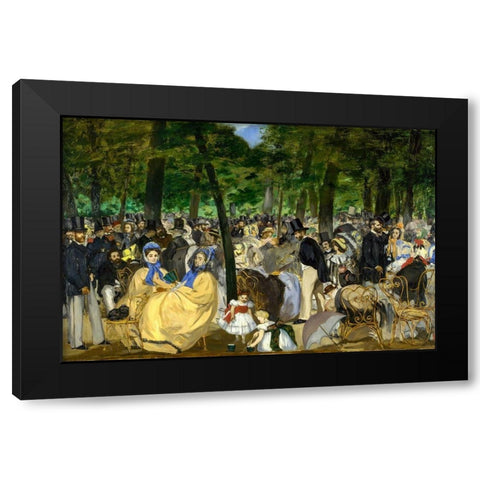 Music in the Tuileries Black Modern Wood Framed Art Print with Double Matting by Manet, Edouard