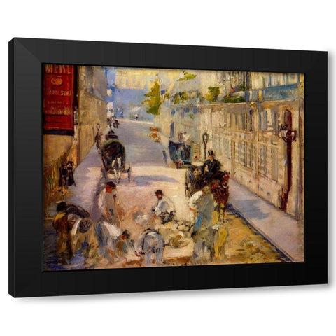 Road workers, rue de Berne Black Modern Wood Framed Art Print with Double Matting by Manet, Edouard