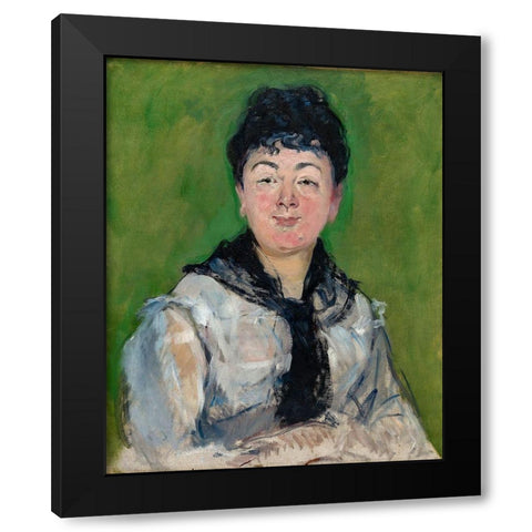 Portrait of a Woman with a Black Fichu Black Modern Wood Framed Art Print with Double Matting by Manet, Edouard