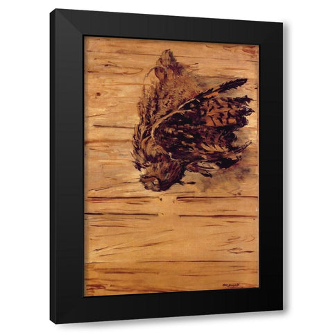 Dead Eagle Owl Black Modern Wood Framed Art Print with Double Matting by Manet, Edouard