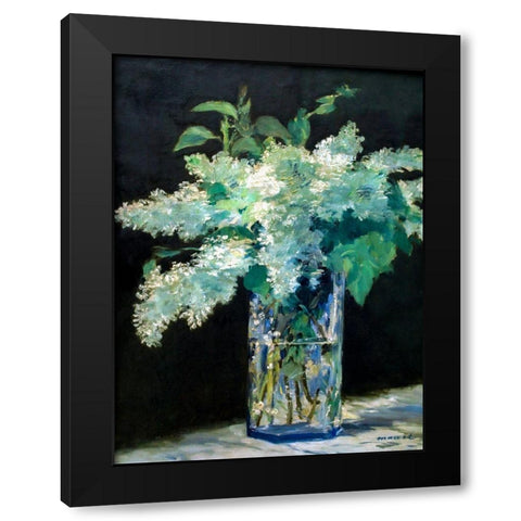 White Lilac Black Modern Wood Framed Art Print with Double Matting by Manet, Edouard