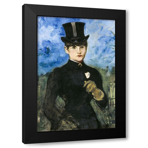 Horsewoman, Fullface Black Modern Wood Framed Art Print with Double Matting by Manet, Edouard