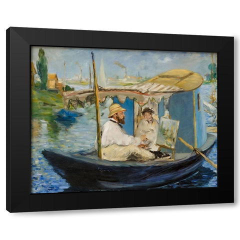 Claude Monet in Argenteuil Black Modern Wood Framed Art Print by Manet, Edouard