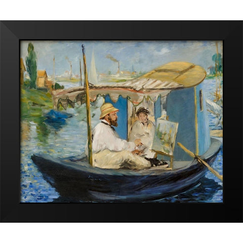 Claude Monet in Argenteuil Black Modern Wood Framed Art Print by Manet, Edouard