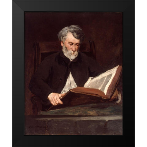 The Reader Black Modern Wood Framed Art Print by Manet, Edouard