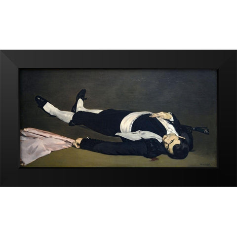 The Dead Toreador Black Modern Wood Framed Art Print by Manet, Edouard