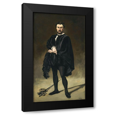 The Tragic Actor Black Modern Wood Framed Art Print by Manet, Edouard