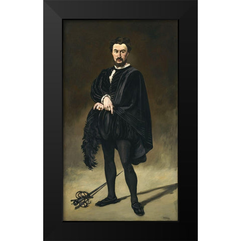 The Tragic Actor Black Modern Wood Framed Art Print by Manet, Edouard