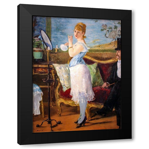 Nana Black Modern Wood Framed Art Print with Double Matting by Manet, Edouard