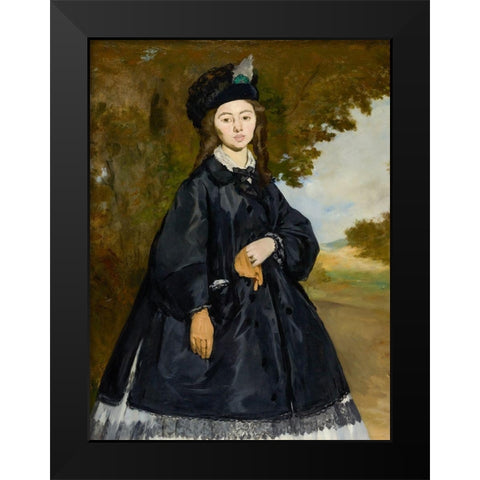 Portrait of Madame Brunet Black Modern Wood Framed Art Print by Manet, Edouard