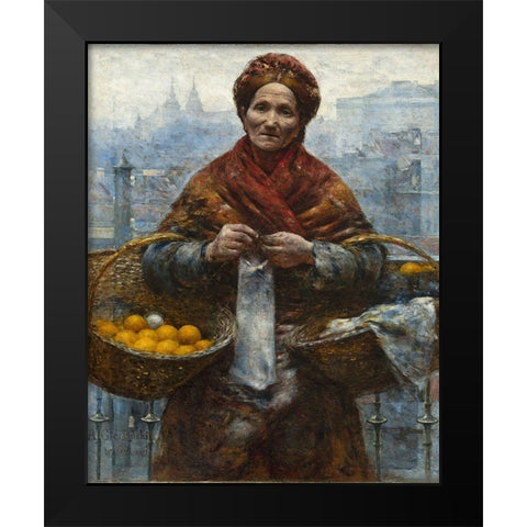 Jewish woman selling oranges Black Modern Wood Framed Art Print by Gierymski, Aleksander