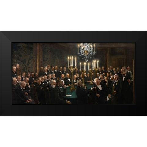 A meeting in the Royal Danish Academy of Sciences and Letters Black Modern Wood Framed Art Print by Kroyer, Peder Severin