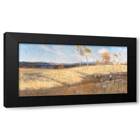 Golden summer, Eaglemont Black Modern Wood Framed Art Print by Streeton, Arthur