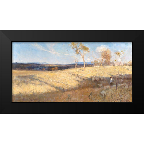 Golden summer, Eaglemont Black Modern Wood Framed Art Print by Streeton, Arthur