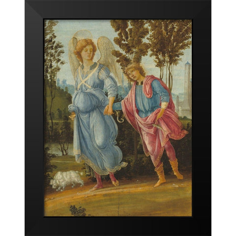Tobias and the Angel Black Modern Wood Framed Art Print by Lippi, Filippino