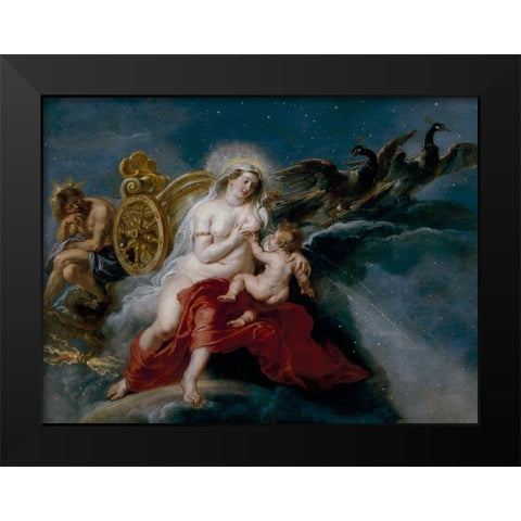 The Origin of the Milky Way Black Modern Wood Framed Art Print by Rubens, Peter Paul