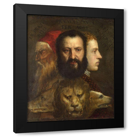 An Allegory of Prudence  Black Modern Wood Framed Art Print by Titian
