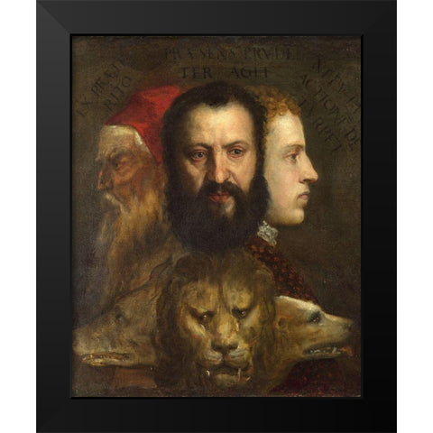 An Allegory of Prudence Black Modern Wood Framed Art Print by Titian