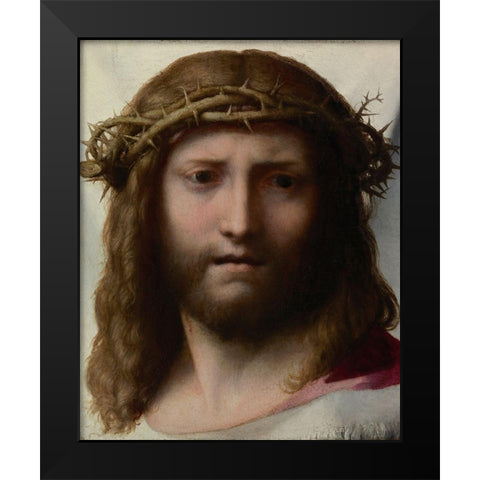Head of Christ Black Modern Wood Framed Art Print by Correggio
