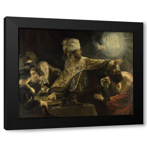 Belshazzars Feast Black Modern Wood Framed Art Print with Double Matting by Rembrandt