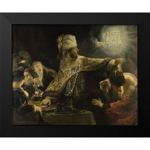 Belshazzars Feast Black Modern Wood Framed Art Print by Rembrandt