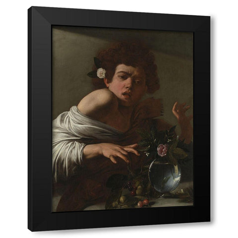 Boy Bitten by a Lizard Black Modern Wood Framed Art Print with Double Matting by Caravaggio