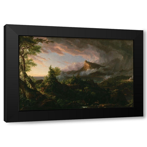 The Savage State from The Course of Empire Black Modern Wood Framed Art Print with Double Matting by Cole, Thomas
