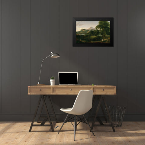 The Course of Empire The Arcadian or Pastoral State Black Modern Wood Framed Art Print by Cole, Thomas