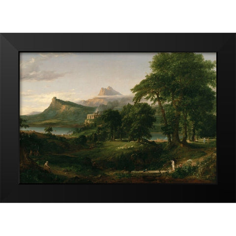 The Course of Empire The Arcadian or Pastoral State Black Modern Wood Framed Art Print by Cole, Thomas