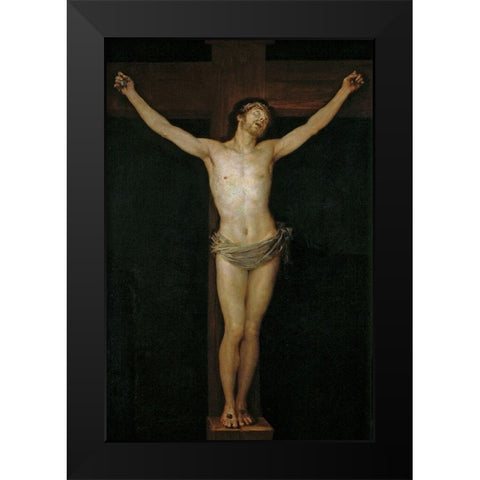 Christ on the Cross Black Modern Wood Framed Art Print by Goya, Francisco