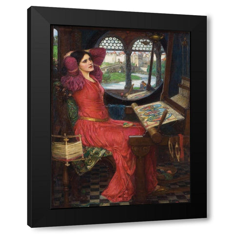 I am half-sick of shadows, said the lady of shalott Black Modern Wood Framed Art Print with Double Matting by Waterhouse, John William