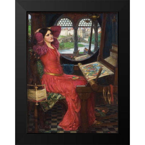 I am half-sick of shadows, said the lady of shalott Black Modern Wood Framed Art Print by Waterhouse, John William