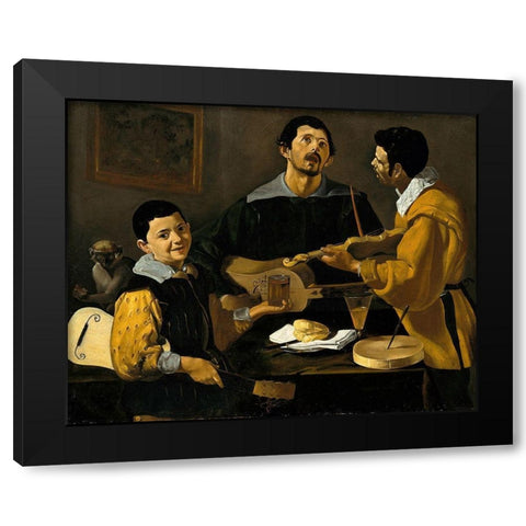 The Three Musicians Black Modern Wood Framed Art Print with Double Matting by Velazquez, Diego
