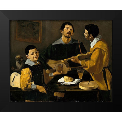 The Three Musicians Black Modern Wood Framed Art Print by Velazquez, Diego