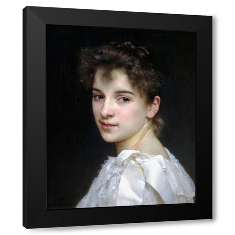 Gabrielle Cot Black Modern Wood Framed Art Print with Double Matting by Bouguereau, William-Adolphe