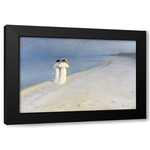 Summer evening on Skagens Beach Black Modern Wood Framed Art Print with Double Matting by Kroyer, Peder Severin