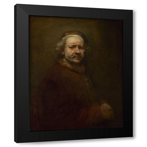 Self-Portrait at the Age of 63 Black Modern Wood Framed Art Print with Double Matting by Rembrandt