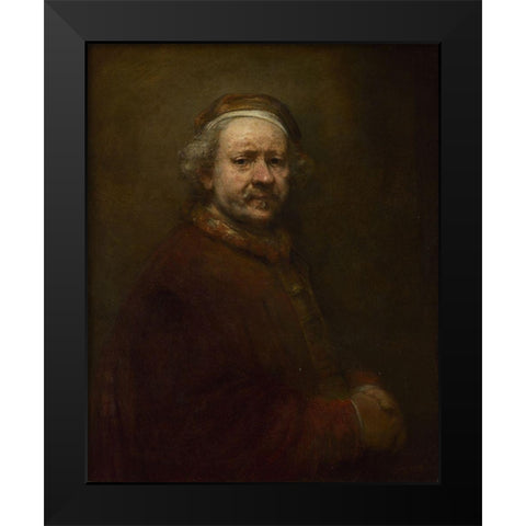 Self-Portrait at the Age of 63 Black Modern Wood Framed Art Print by Rembrandt
