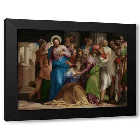 The Conversion of Mary Magdalene Black Modern Wood Framed Art Print with Double Matting by Veronese, Paolo