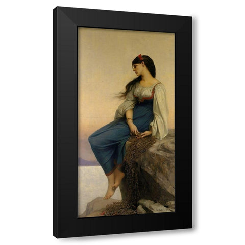 Graziella Black Modern Wood Framed Art Print with Double Matting by Lefebvre, Jules Joseph