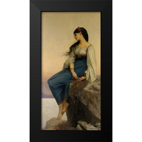 Graziella Black Modern Wood Framed Art Print by Lefebvre, Jules Joseph