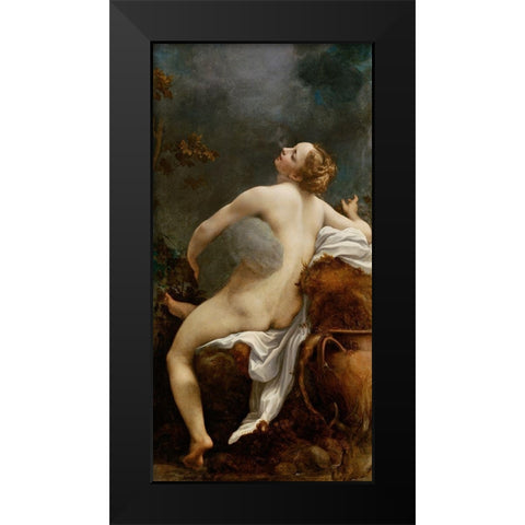Jupiter and Io Black Modern Wood Framed Art Print by Correggio