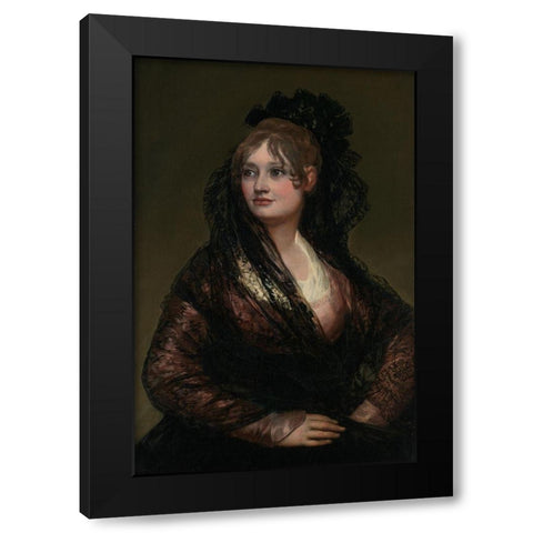 Portrait of Dona Isabel de Porcel Black Modern Wood Framed Art Print with Double Matting by Goya, Francisco
