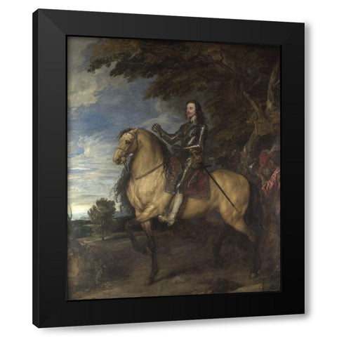 Equestrian Portrait of Charles I Black Modern Wood Framed Art Print with Double Matting by van Dyck, Anthony