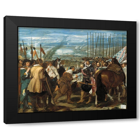 The Surrender of Breda Black Modern Wood Framed Art Print by Velazquez, Diego